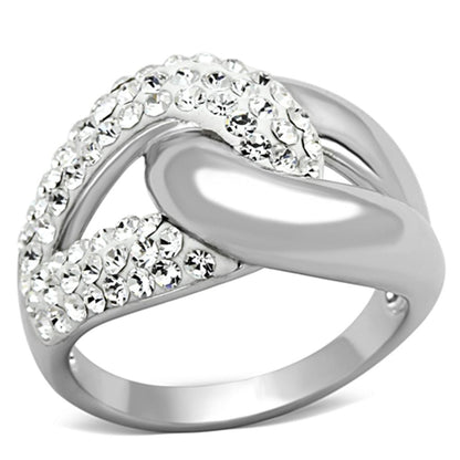 MA3W466 - Rhodium Brass Ring with Top Grade Crystal  in Clear