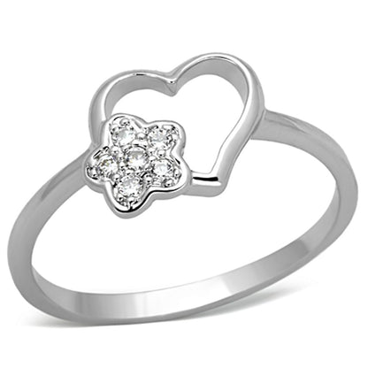 MA3W472 - Rhodium Brass Ring with AAA Grade CZ  in Clear