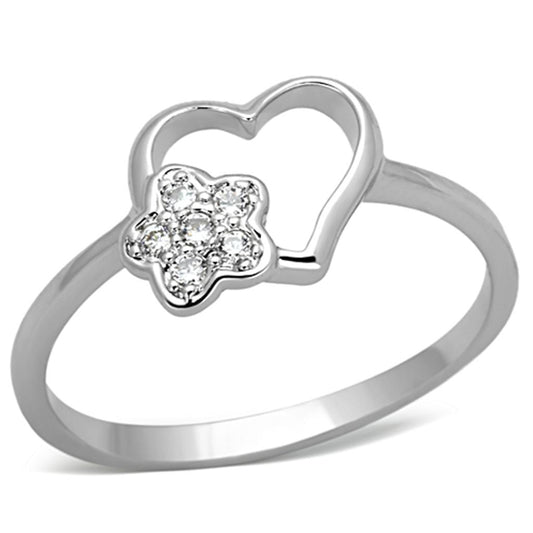 MA3W472 - Rhodium Brass Ring with AAA Grade CZ  in Clear