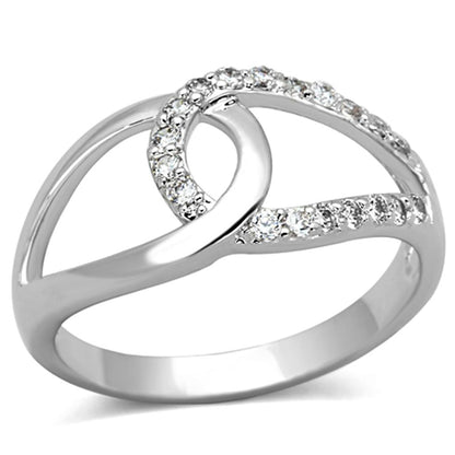 MA3W474 - Rhodium Brass Ring with AAA Grade CZ  in Clear