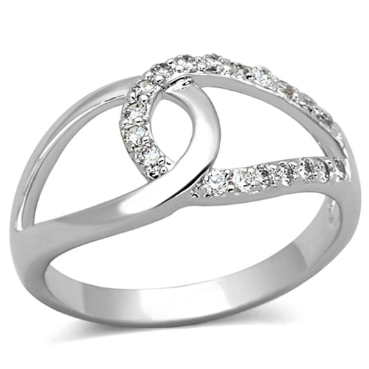MA3W474 - Rhodium Brass Ring with AAA Grade CZ  in Clear