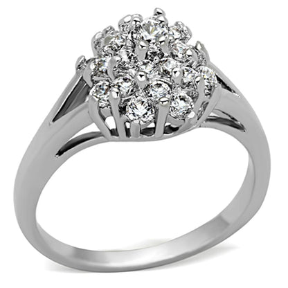 MA3W479 - Rhodium Brass Ring with AAA Grade CZ  in Clear