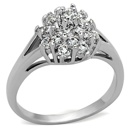 MA3W479 - Rhodium Brass Ring with AAA Grade CZ  in Clear