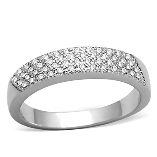MA3W482 - Rhodium Brass Ring with AAA Grade CZ  in Clear