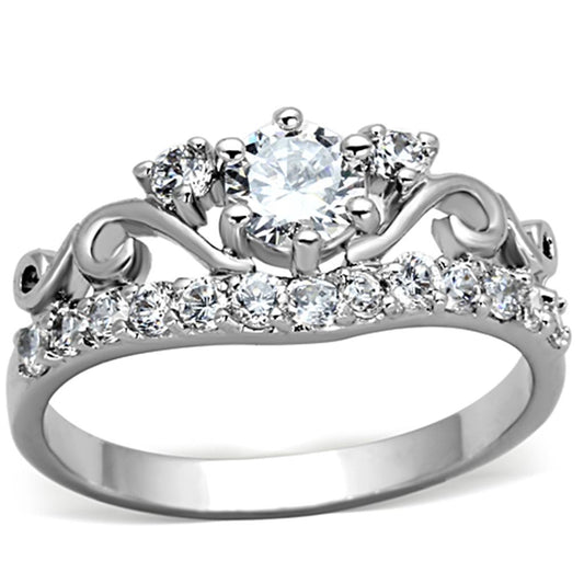 MA3W483 - Rhodium Brass Ring with Top Grade Crystal  in Clear