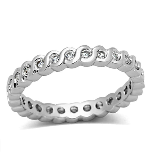 MA3W489 - Rhodium Brass Ring with AAA Grade CZ  in Clear