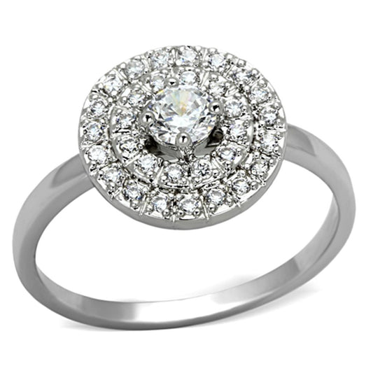 MA3W493 - Rhodium Brass Ring with AAA Grade CZ  in Clear
