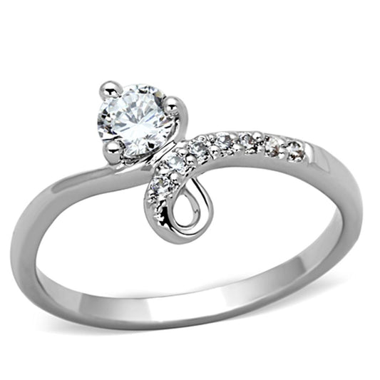 MA3W497 - Rhodium Brass Ring with AAA Grade CZ  in Clear
