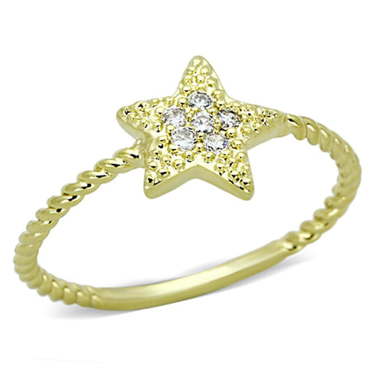 MA3W500 - Gold Brass Ring with AAA Grade CZ  in Clear