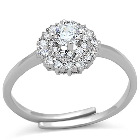 MA3W501 - Rhodium Brass Ring with AAA Grade CZ  in Clear