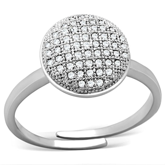 MA3W502 - Rhodium Brass Ring with AAA Grade CZ  in Clear