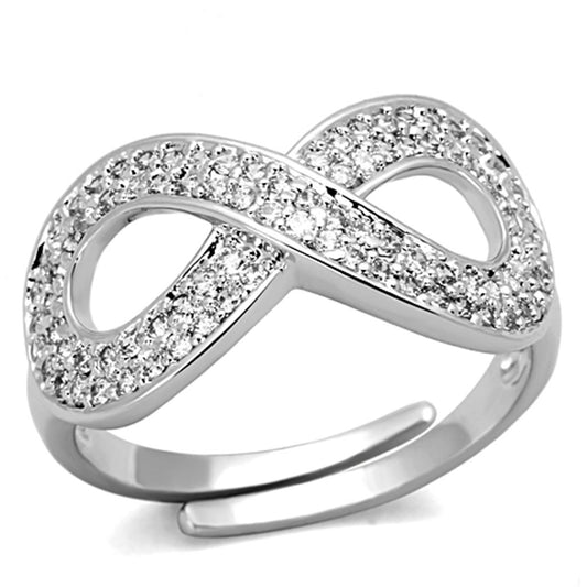 MA3W503 - Rhodium Brass Ring with AAA Grade CZ  in Clear