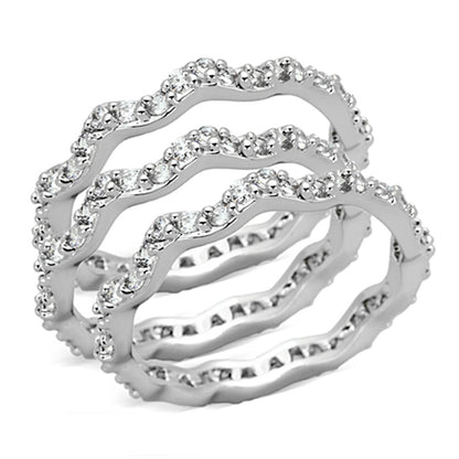 MA3W508 - Rhodium Brass Ring with AAA Grade CZ  in Clear