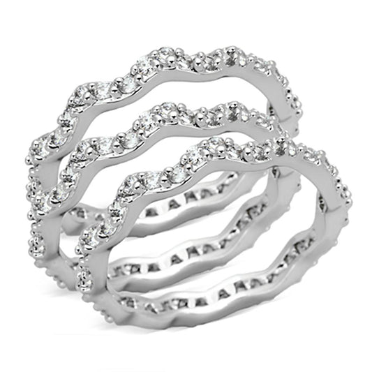 MA3W508 - Rhodium Brass Ring with AAA Grade CZ  in Clear