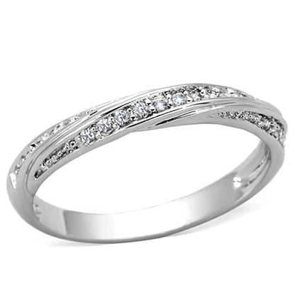 MA3W510 - Rhodium Brass Ring with AAA Grade CZ  in Clear