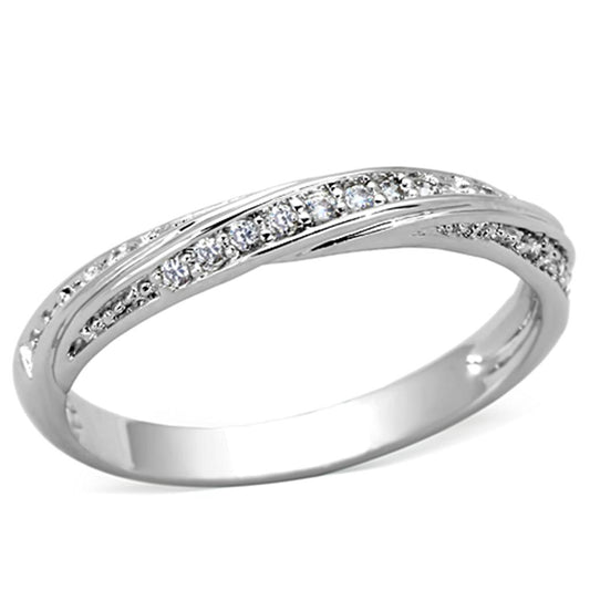 MA3W510 - Rhodium Brass Ring with AAA Grade CZ  in Clear