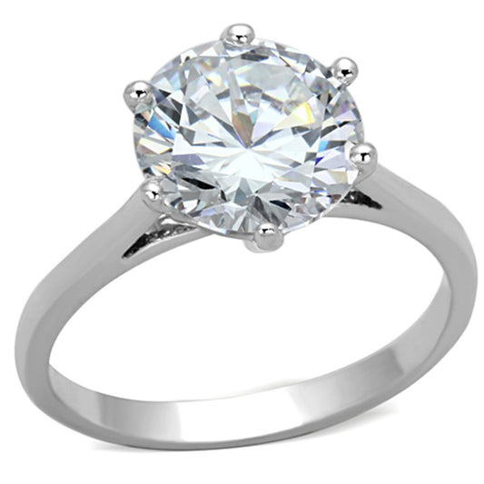 MA3W514 - Rhodium Brass Ring with AAA Grade CZ  in Clear