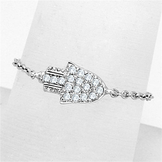 MA3W515 - Rhodium Brass Ring with AAA Grade CZ  in Clear