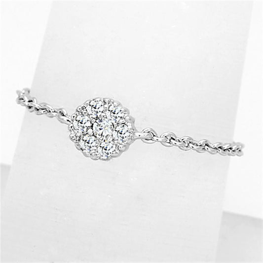 MA3W516 - Rhodium Brass Ring with AAA Grade CZ  in Clear