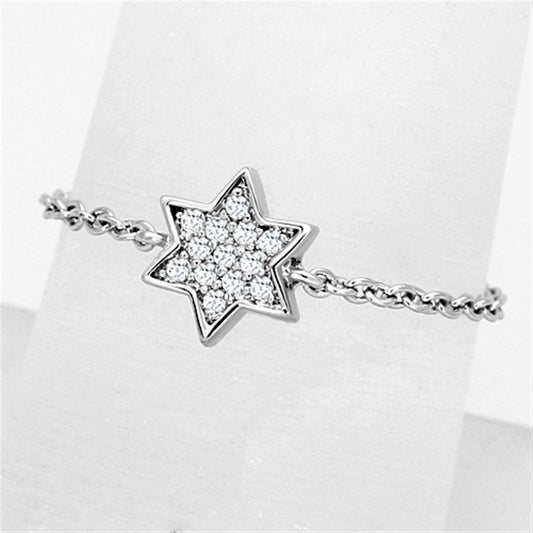 MA3W517 - Rhodium Brass Ring with AAA Grade CZ  in Clear