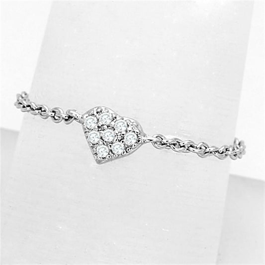 MA3W518 - Rhodium Brass Ring with AAA Grade CZ  in Clear