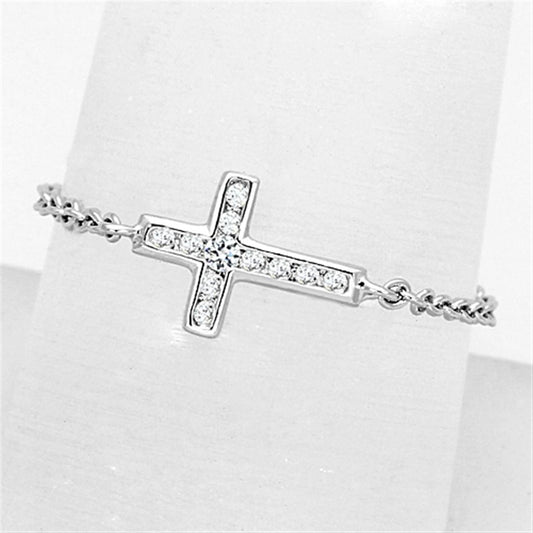 MA3W519 - Rhodium Brass Ring with AAA Grade CZ  in Clear