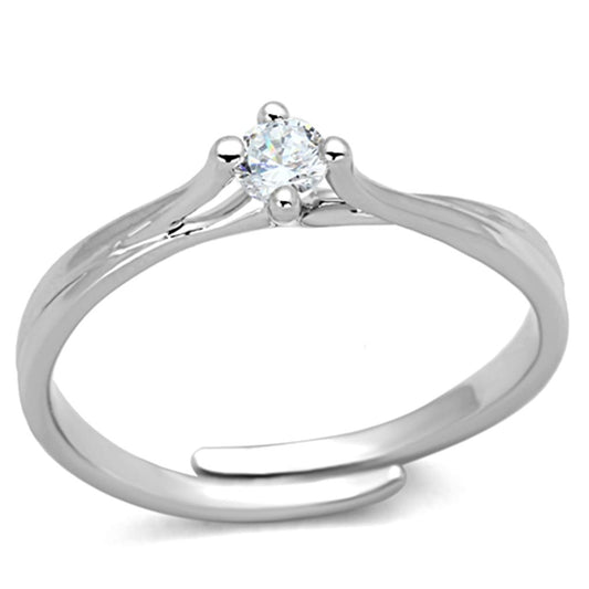 MA3W520 - Rhodium Brass Ring with AAA Grade CZ  in Clear