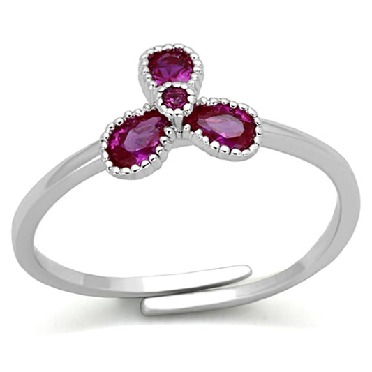 MA3W521 - Rhodium Brass Ring with Synthetic Corundum in Ruby