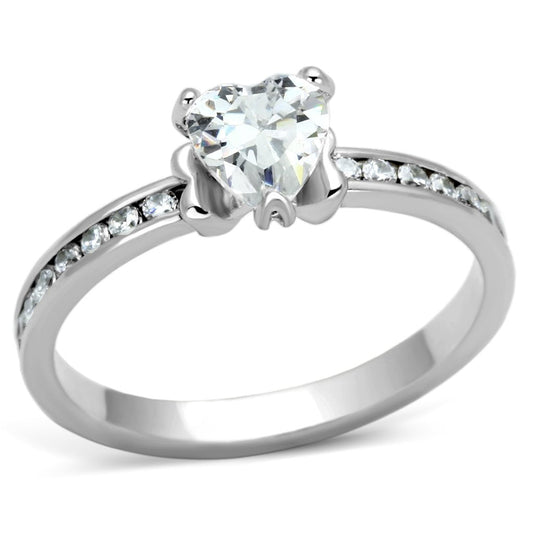 MA3W527 - Rhodium Brass Ring with AAA Grade CZ  in Clear
