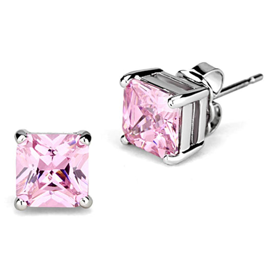 MA3W531 - Rhodium Brass Earrings with AAA Grade CZ  in Rose