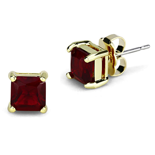 MA3W543 - Gold Brass Earrings with Synthetic Synthetic Glass in Siam