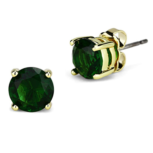 MA3W551 Gold Brass Earrings with Synthetic in Emerald
