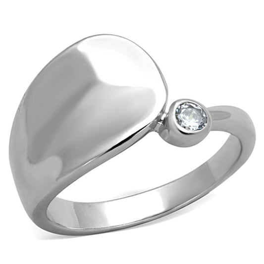 MA3W566 - Rhodium Brass Ring with AAA Grade CZ  in Clear