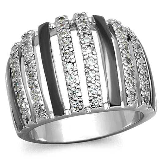 MA3W567 - Rhodium + Ruthenium Brass Ring with AAA Grade CZ  in Clear