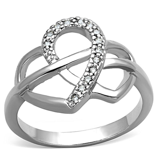 MA3W569 - Rhodium Brass Ring with AAA Grade CZ  in Clear