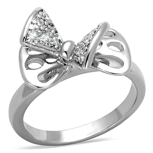 MA3W570 - Rhodium Brass Ring with AAA Grade CZ  in Clear