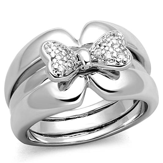 MA3W571 - Rhodium Brass Ring with AAA Grade CZ  in Clear