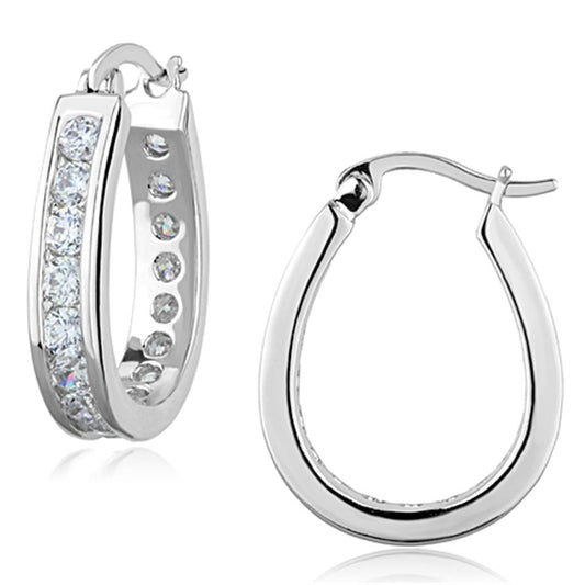 MA3W625 - Rhodium Brass Earrings with AAA Grade CZ  in Clear