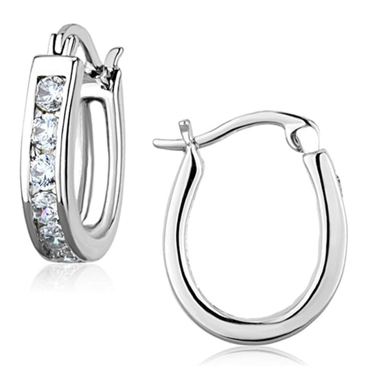 MA3W627 - Rhodium Brass Earrings with AAA Grade CZ  in Clear