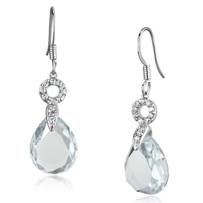 MA3W634 - Rhodium Brass Earrings with AAA Grade CZ  in Clear