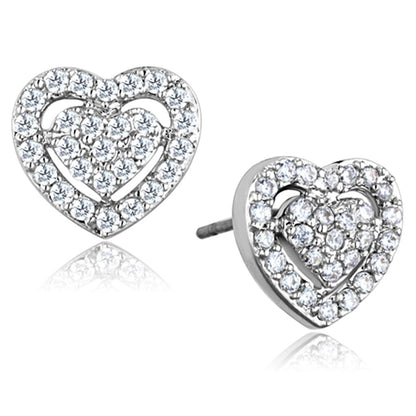 MA3W636 - Rhodium Brass Earrings with AAA Grade CZ  in Clear
