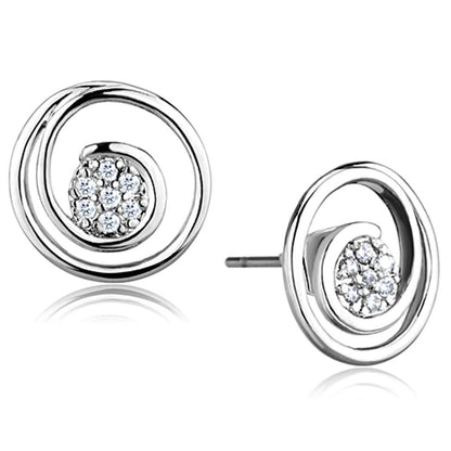 MA3W638 - Rhodium Brass Earrings with AAA Grade CZ  in Clear