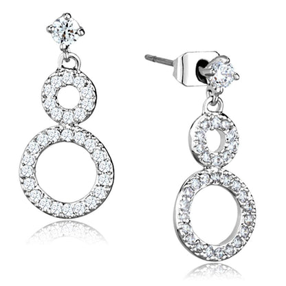 MA3W639 - Rhodium Brass Earrings with AAA Grade CZ  in Clear