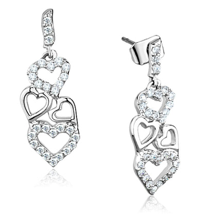 MA3W640 - Rhodium Brass Earrings with AAA Grade CZ  in Clear