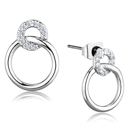 MA3W641 - Rhodium Brass Earrings with AAA Grade CZ  in Clear