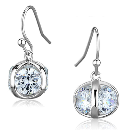 MA3W644 - Rhodium Brass Earrings with AAA Grade CZ  in Clear