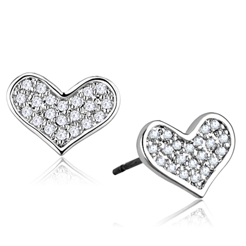MA3W645 - Rhodium Brass Earrings with AAA Grade CZ  in Clear