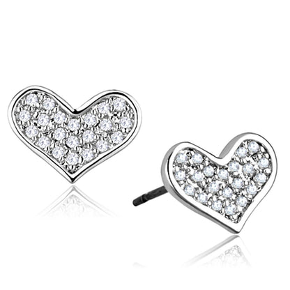 MA3W645 - Rhodium Brass Earrings with AAA Grade CZ  in Clear