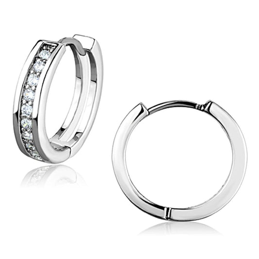 MA3W660 - Rhodium Brass Earrings with AAA Grade CZ  in Clear