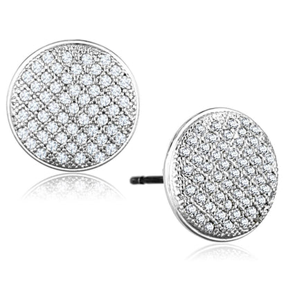 MA3W666 - Rhodium Brass Earrings with AAA Grade CZ  in Clear
